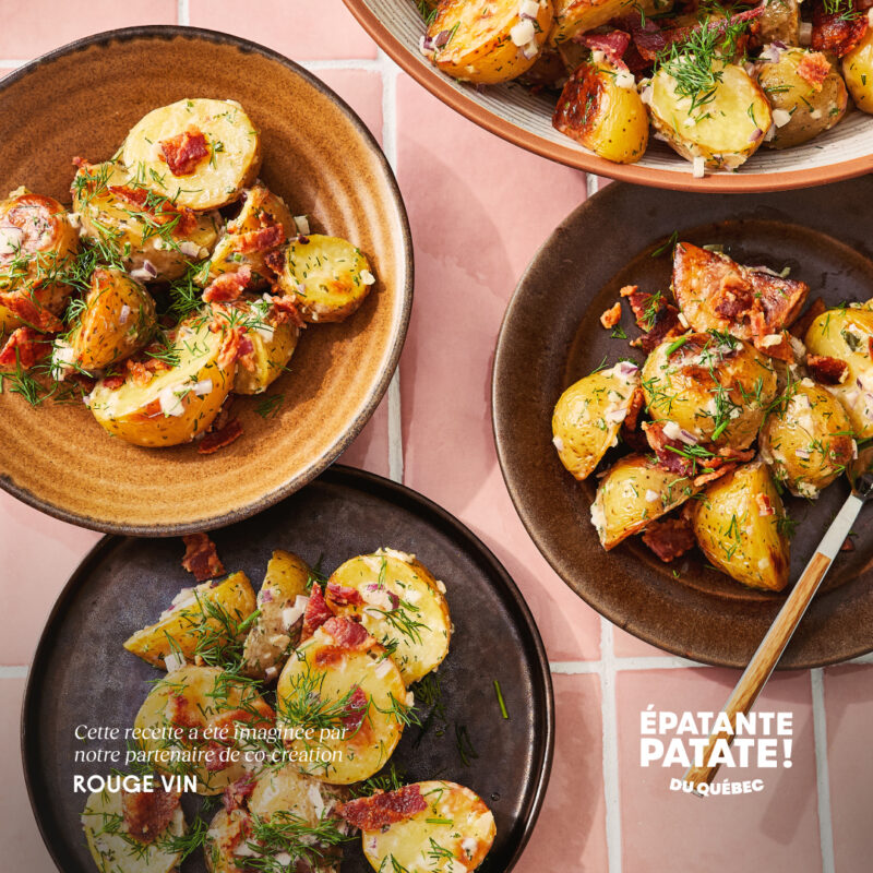 Salade de pommes de terre au four, pancetta et aneth