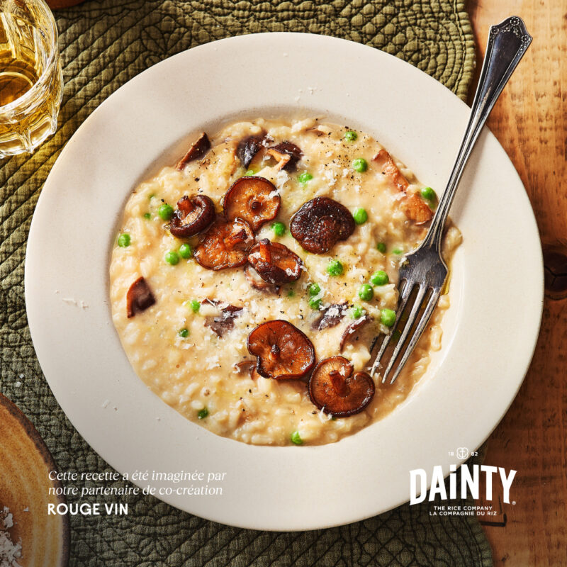 Risotto aux champignons, cheddar et romarin